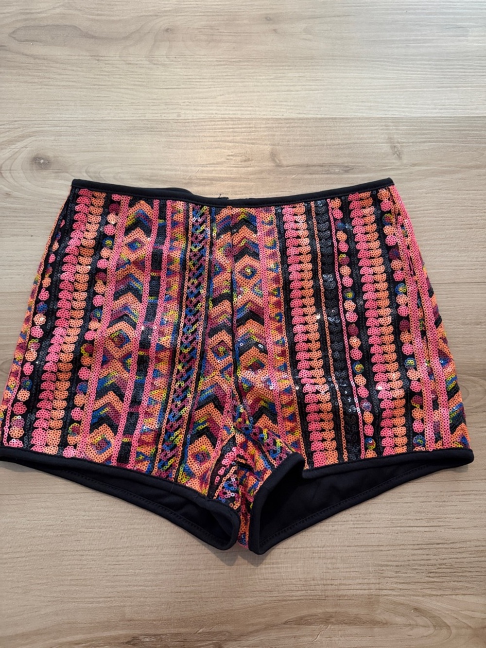Forever 21 Pink Multi-Sequin Tribal Bike Shorts